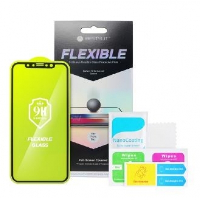 LCD apsauginis stikliukas Bestsuit Flexible Hybrid Glass 5D Apple iPhone 14 Pro pritaikytas dėklui juodas LCD apsauginis stikliukas Bestsuit Flexible Hybrid Glass 5D Apple iPhone 14 Pro pritaikytas dėklui juodas