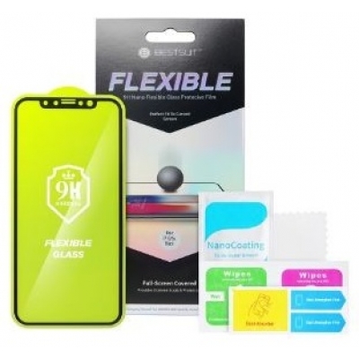 LCD apsauginis stikliukas Bestsuit Flexible Hybrid Glass 5D Samsung A145 A14 4G / A146 A14 5G pritaikytas dėklui juodas LCD apsauginis stikliukas Bestsuit Flexible Hybrid Glass 5D Samsung A145 A14 4G / A146 A14 5G pritaikytas dėklui juodas