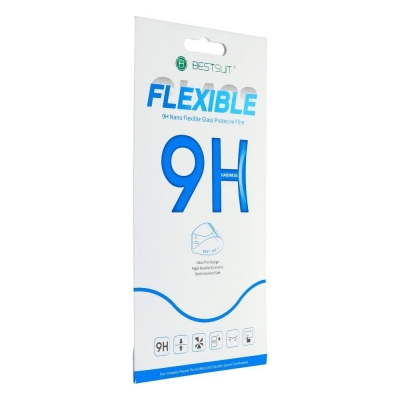 LCD apsauginis stikliukas Bestsuit Flexible Hybrid Glass 9H Samsung G996 S21 Plus pritaikytas dėklui juodas