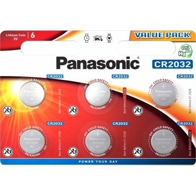 Ličio baterijos PANASONIC 3V 220mAh 6vnt CR-2032L / 6BP Ličio baterijos PANASONIC 3V 220mAh 6vnt CR-2032L / 6BP