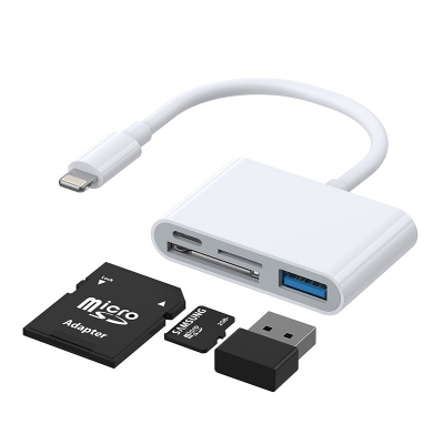 Lightning šakotuvas JOYROOM (S-H142) (USB OTG 3.2; SD,TF; type-C) baltas Lightning šakotuvas JOYROOM (S-H142) (USB OTG 3.2; SD,TF; type-C) baltas