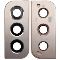 Samsung S906 S22 Plus kameros stikliukas su rėmeliu Pink Gold