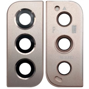 Samsung S906 S22 Plus kameros stikliukas su rėmeliu Pink Gold