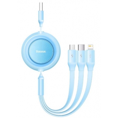 USB kabelis Baseus (CAMJ010017) 3in1 lightning+micro+Type-C (3.5A) mėlynas 1M USB kabelis Baseus (CAMJ010017) 3in1 lightning+micro+Type-C (3.5A) mėlynas 1M