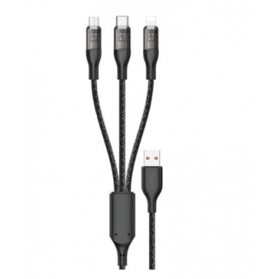 USB kabelis Dudao (L22X) 3in1 lightning+micro+type-C (120W) 1m juodas USB kabelis Dudao (L22X) 3in1 lightning+micro+type-C (120W) 1m juodas