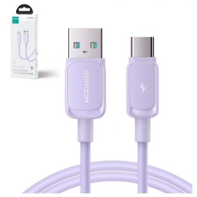 USB kabelis JOYROOM (S-AC027A14) type-C (3A) 1.2m violetinis USB kabelis JOYROOM (S-AC027A14) type-C (3A) 1.2m violetinis