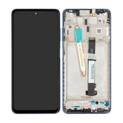 Ekranas Xiaomi Poco X3 Pro / X3 / X3 NFC su lietimui jautriu stikliuku ir rėmeliu Frost Blue