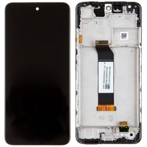 Ekranas Xiaomi Redmi Note 10 5G / Redmi Note 10T 5G / Poco M3 Pro 5G su lietimui jautriu stikliuku ir rėmeliu Black originalus (service pack)