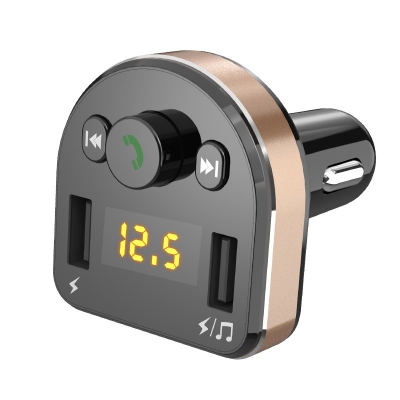 Įkroviklis automobilinis + FM transmiteris Dudao (2xUSB,bluetooth, 3.1A) juodas