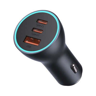 Įkroviklis automobilinis Baseus (CGJP010013) (1xUSB; 2xUSB-C; 65W) juodas