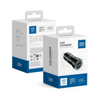 Įkroviklis automobilinis Blue Star (1xUSB; 1xUSB-C; QC 3.0; 25W) juodas