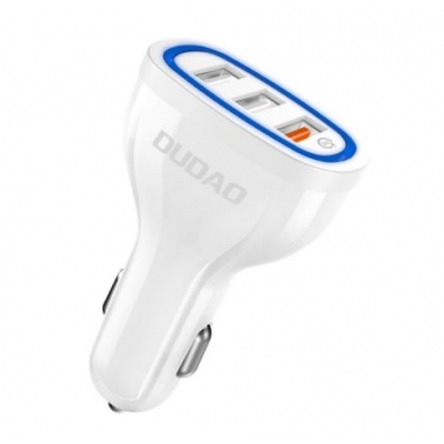 Įkroviklis automobilinis Dudao (R7S) (3xUSB) (2.4A;18W) baltas Įkroviklis automobilinis Dudao (R7S) (3xUSB) (2.4A;18W) baltas