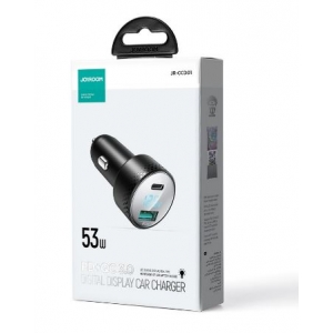 Įkroviklis automobilinis JOYROOM (JR-CCD01) (1xUSB-C; 1xUSB; 53W) juodas