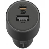 Įkroviklis automobilinis originalus Xiaomi (BHR6814GL) (1xUSB; 1xUSB-C; 3A 67W) juodas su įpakavimu