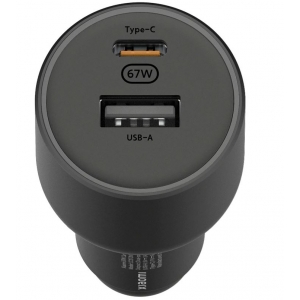Įkroviklis automobilinis originalus Xiaomi (BHR6814GL) (1xUSB; 1xUSB-C; 3A 67W) juodas su įpakavimu