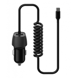 Įkroviklis automobilinis Platinet (PLCRSC) su Type-C laidu (1xUSB 3.4A) juodas