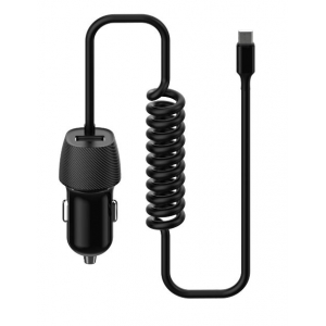 Įkroviklis automobilinis Platinet (PLCRSM) su MicroUSB laidu (1xUSB 3.4A) juodas
