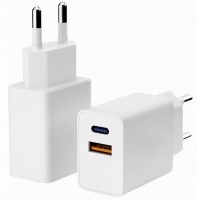 Įkroviklis DL Power Fast Charger (1xUSB-C; 1xUSB 3A 30W) baltas