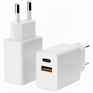 Įkroviklis DL Power Fast Charger (1xUSB-C; 1xUSB 3A 30W) baltas