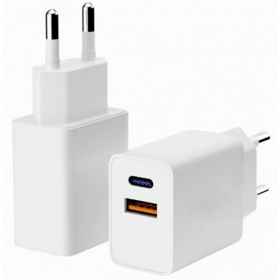 Įkroviklis DL Power Fast Charger (1xUSB-C; 1xUSB 3A 30W) baltas Įkroviklis DL Power Fast Charger (1xUSB-C; 1xUSB 3A 30W) baltas