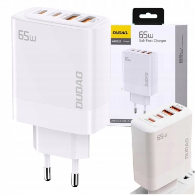 Įkroviklis Dudao (A65EU) (2xUSB-C; 2xUSB 65W) baltas Įkroviklis Dudao (A65EU) (2xUSB-C; 2xUSB 65W) baltas
