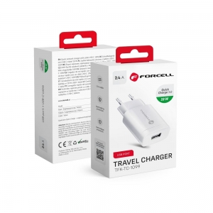 Įkroviklis Forcell (1xUSB 2.4A 18W) baltas