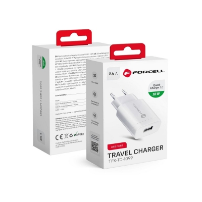 Įkroviklis Forcell (1xUSB 2.4A 18W) baltas Įkroviklis Forcell (1xUSB 2.4A 18W) baltas