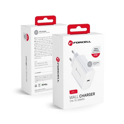 Įkroviklis Forcell (1xUSB-C 3A 25W) baltas Įkroviklis Forcell (1xUSB-C 3A 25W) baltas