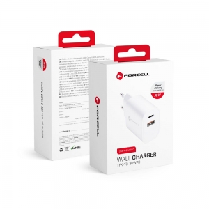 Įkroviklis Forcell (1xUSB-C;1xUSB 3A 30W) baltas