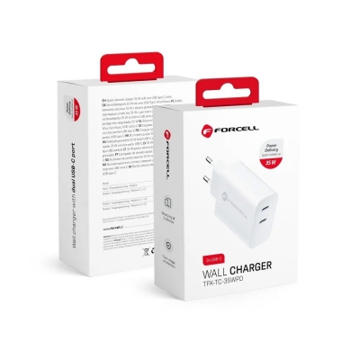 Įkroviklis Forcell (2xUSB-C 3A 35W) baltas Įkroviklis Forcell (2xUSB-C 3A 35W) baltas