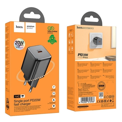 Įkroviklis HOCO N40 (1xUSB-C 20W) juodas
