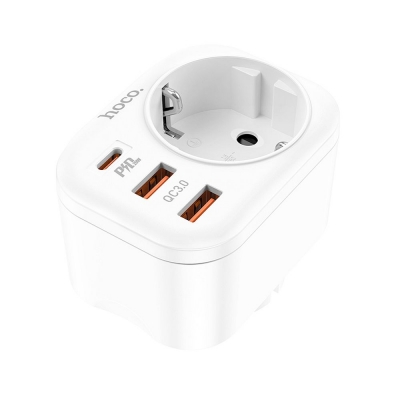Įkroviklis HOCO NS3 (2xUSB; 1xUSB-C; 1xEU socket; 3A 20W) baltas Įkroviklis HOCO NS3 (2xUSB; 1xUSB-C; 1xEU socket; 3A 20W) baltas