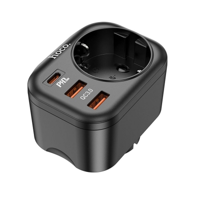 Įkroviklis HOCO NS3 (2xUSB; 1xUSB-C; 1xEU socket; 3A 20W) juodas Įkroviklis HOCO NS3 (2xUSB; 1xUSB-C; 1xEU socket; 3A 20W) juodas