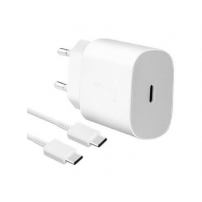 Įkroviklis originalus Samsung Fast Charging (EP-TA800W) (25W) baltas + USB-C laidas Įkroviklis originalus Samsung Fast Charging (EP-TA800W) (25W) baltas + USB-C laidas