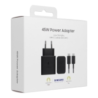 Įkroviklis originalus Samsung Super Fast Charging (Type-C) EP-T4511XBEGEU (45W) juodas + type-C kabelis su įpakavimu