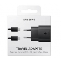 Įkroviklis originalus Samsung Super Fast Charging (Type-C) EP-TA800XBEGWW (25W) juodas + type-C kabelis su įpakavimu