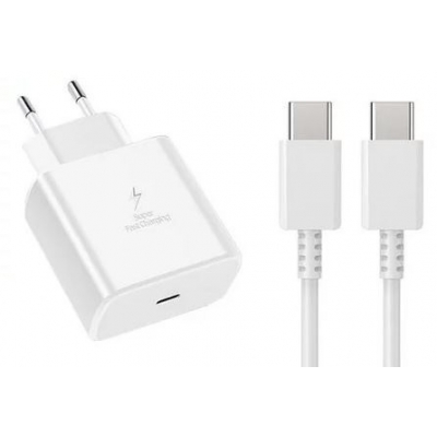 Įkroviklis originalus Samsung Super Fast Charging (Type-C) EP-TA845 (45W) baltas + type-C kabelis DW767JWE