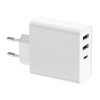 Įkroviklis Platinet QuickCharge Type-C+USB 2.4A (65W) baltas
