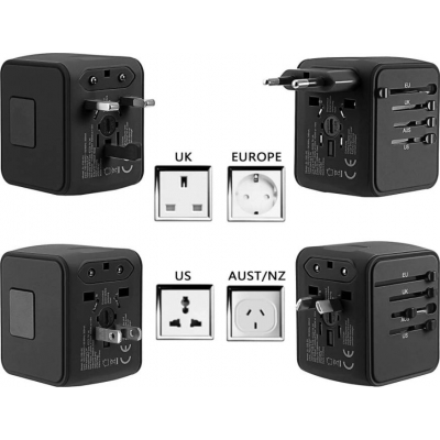 Įkroviklis Travel SET (SL-209PQ-2) (2xUSB; 1xUSB-C; US / UK / EUR / AUS) juodas Įkroviklis Travel SET (SL-209PQ-2) (2xUSB; 1xUSB-C; US / UK / EUR / AUS) juodas