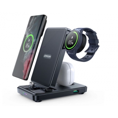 Įkroviklis USB-C JOYROOM 4in1 (JR-WQS01) (Phone;AirPods;Watch; USB) juodas Įkroviklis USB-C JOYROOM 4in1 (JR-WQS01) (Phone;AirPods;Watch; USB) juodas