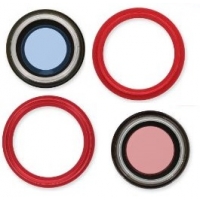 iPhone 14 / 14 Plus kameros stikliukas su rėmeliu Red (2pcs)