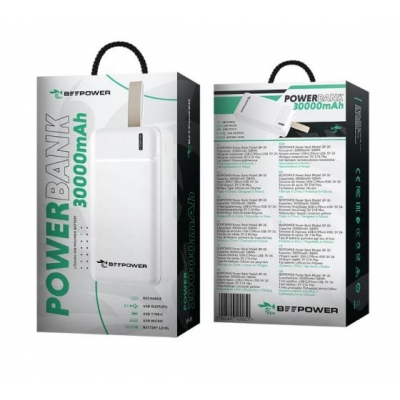 Išorinė baterija POWER BANK BEEPOWER (BP-30) 30000mAh (2xUSB; 2.1A) balta