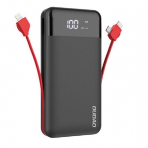 Išorinė baterija POWER BANK Dudao (K1Pro) 20000mAh (2xUSB 3A) su lightning / type-c / microUSB laidu juoda