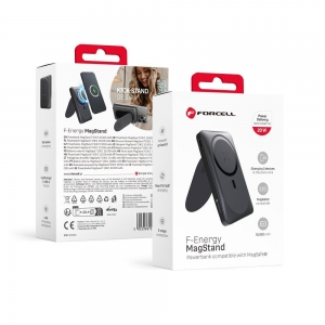 Išorinė baterija POWER BANK Forcell F-ENERGY (F10K2) 10000mAh su belaidžiu įkrovikliu (Magsafe 20W) juoda