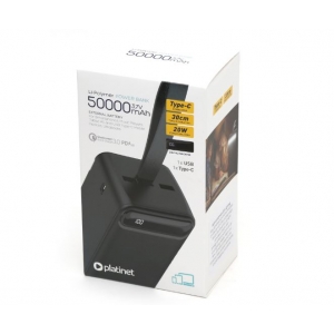Išorinė baterija POWER BANK PLATINET 50000mAh (1xUSB; 1xType-C; QC3.0 20W) juoda