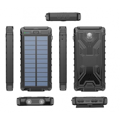 Išorinė baterija POWER BANK PLATINET SOLAR 10000mAh (2xUSB; 1xUSB-C; 2A) juoda Išorinė baterija POWER BANK PLATINET SOLAR 10000mAh (2xUSB; 1xUSB-C; 2A) juoda