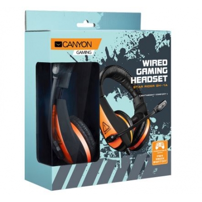 Laisvų rankų įranga CANYON GH-1A Gaming su mikrofonu juoda-oranžinė (2m laidas) Laisvų rankų įranga CANYON GH-1A Gaming su mikrofonu juoda-oranžinė (2m laidas)