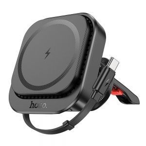 Belaidis automobilinis įkroviklis-laikiklis HOCO (HW23) (MagSafe 15W) tvirtinamas ant ventiliacijos grotelių juodas