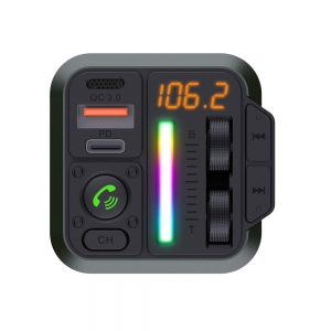 Įkroviklis automobilinis + FM transmiteris Blue Star (MT04B) (2xUSB-C, 20W, 3.0A) juodas