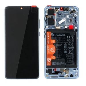 Ekranas Huawei P30 (new version 2021) su lietimui jautriu stikliuku ir rėmeliu ir baterija Breathing Crystal originalus (service pack)